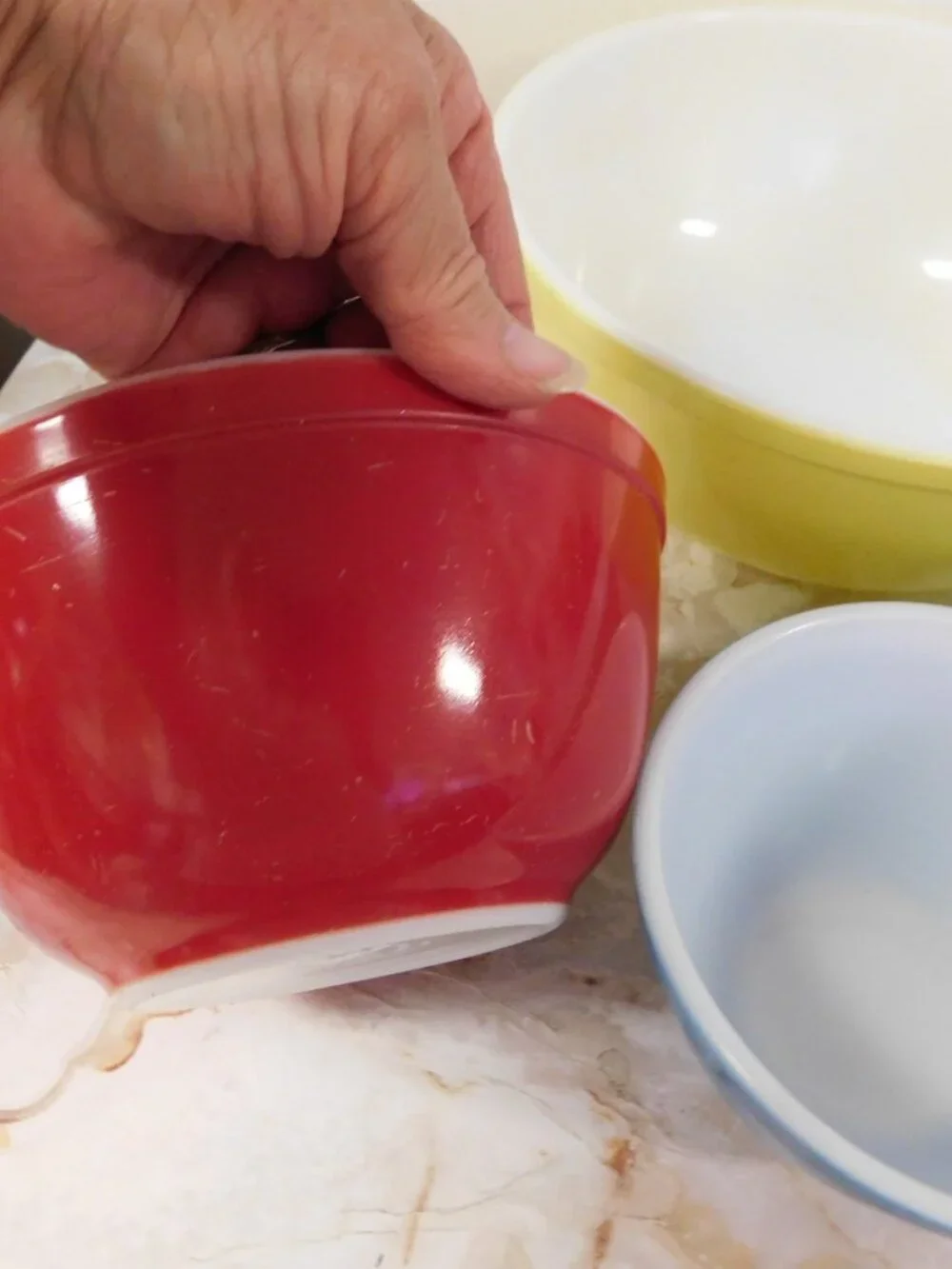 Vintage Pyrex Primary Colors 4 pc Nesting Mixing Bowl Set USA